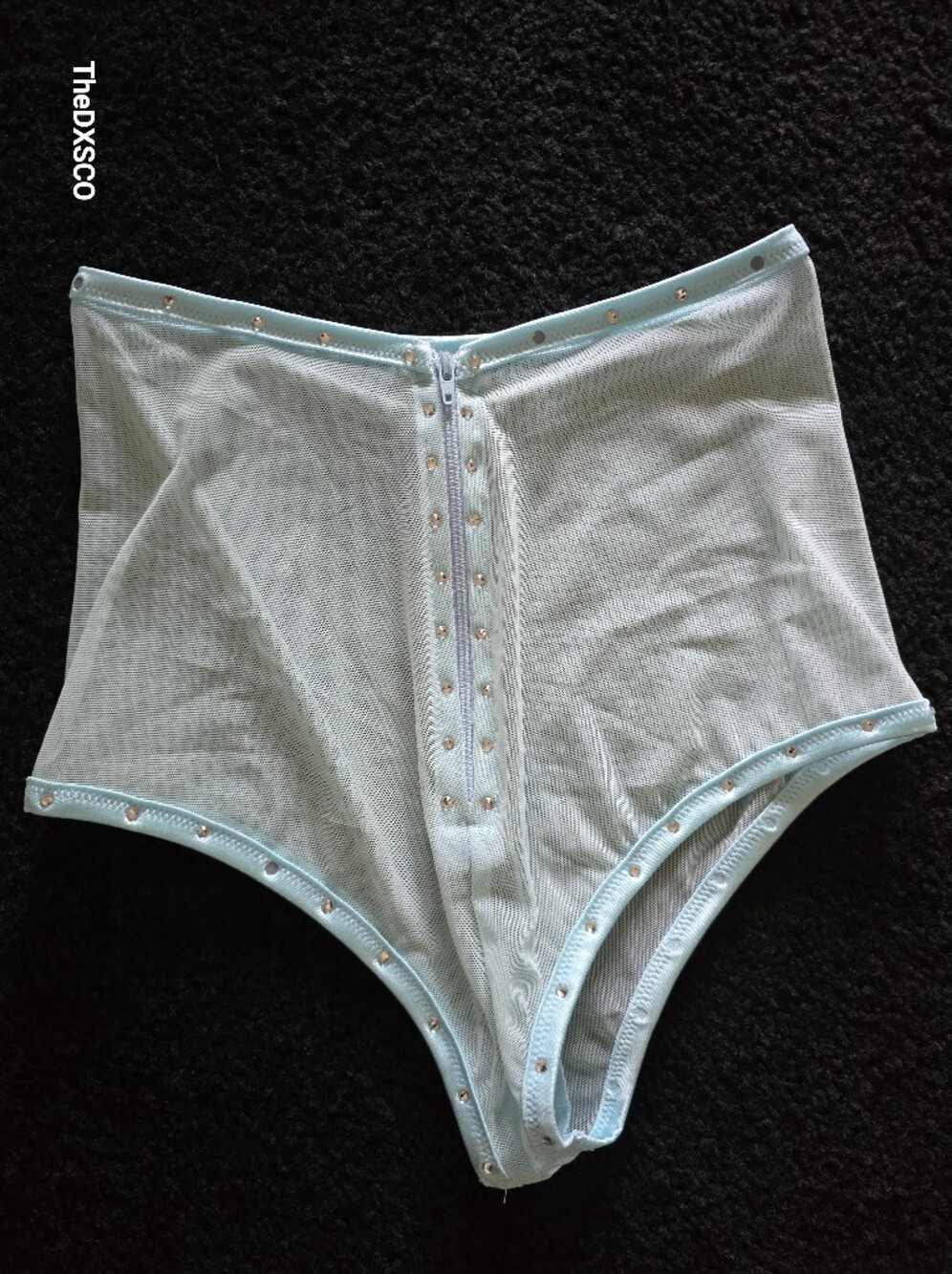 iHeartRaves Light Blue High-Waist Studded Mesh Panty
